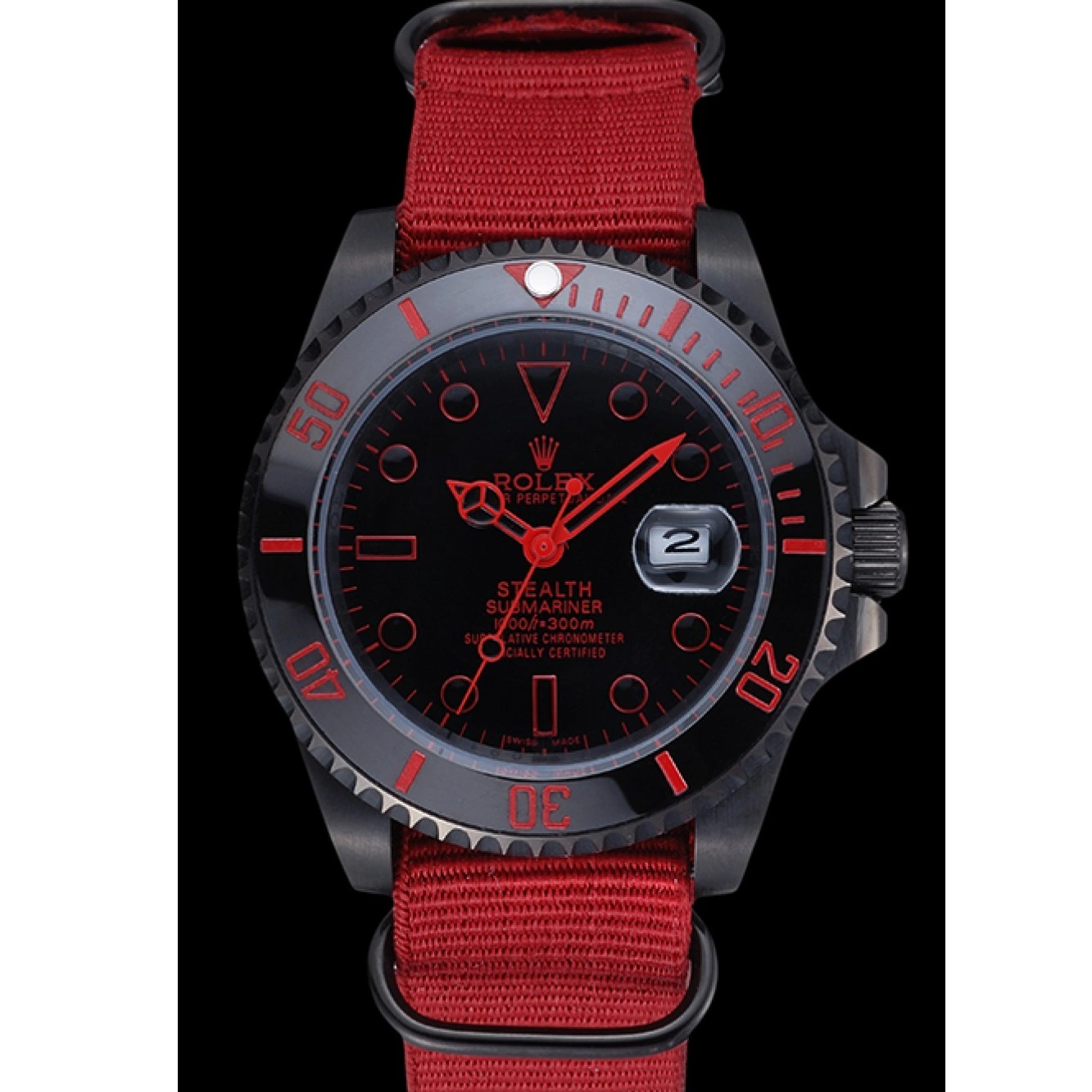 MiroTime 0710 Rolex Stealth Submariner Red Nylon Strap 622010